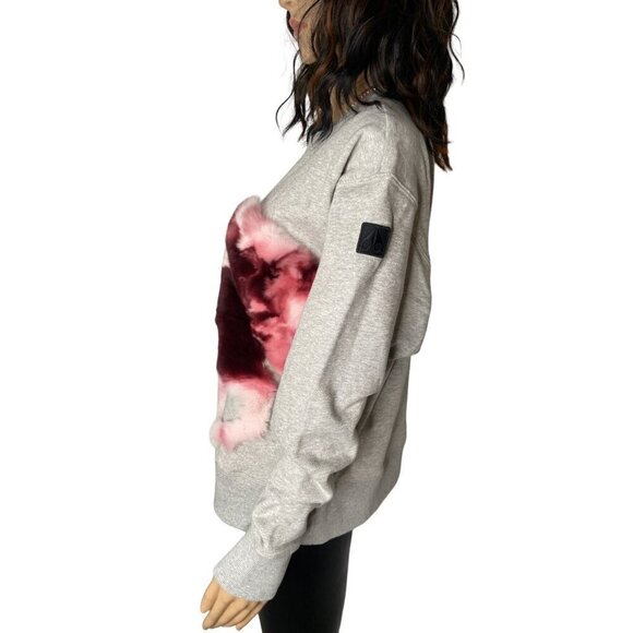 Moose Knuckles Nackawic Real Fur Graphic Oversized Sweatshirt Gray Size XS - Picture 3 of 10